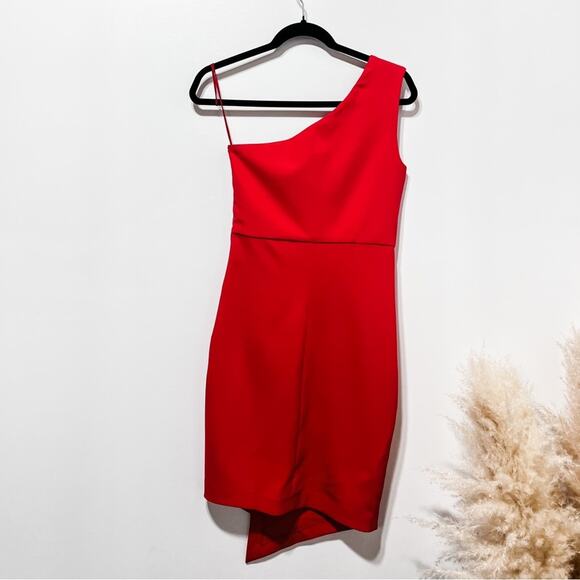 HANEY for FWRD Margot Dress Asymmetric One-Shoulder Size 4 in Red NWT - Picture 11 of 16